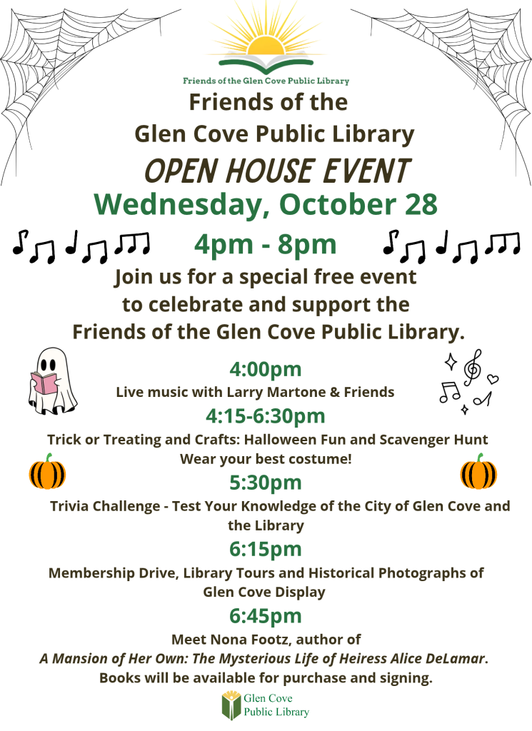Friends of the Glen Cove Public Library’s Open House flyer